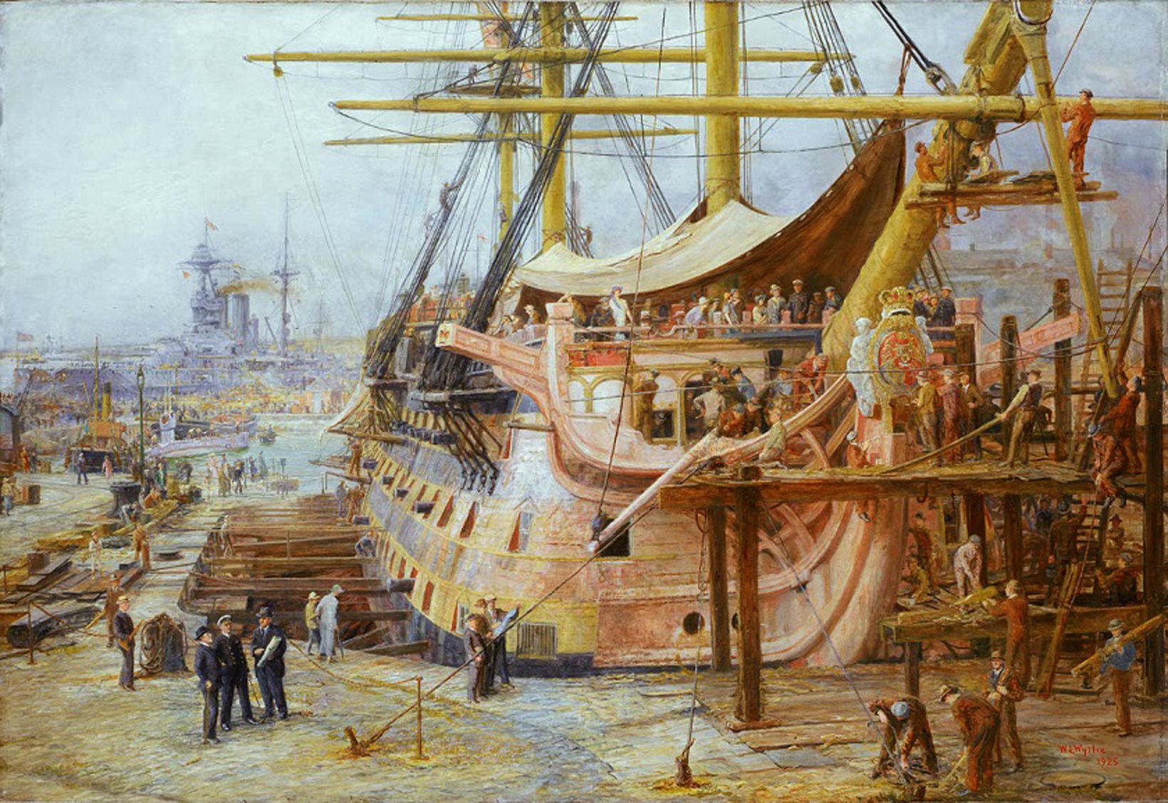 Строительство кораблей. Судостроительные верфи Великобритании. Картины HMS Victory. HMS Виктори 1900. Судостроительные верфи Петра 1 арта 17 века.